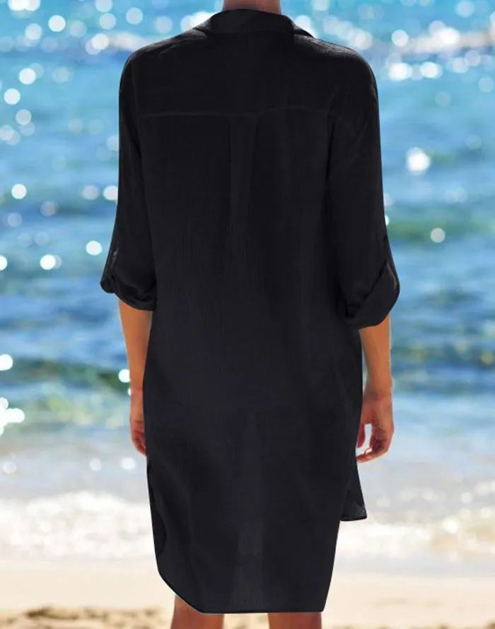 FULLFITALL - Black Cardigan Swimsuit Cover Up