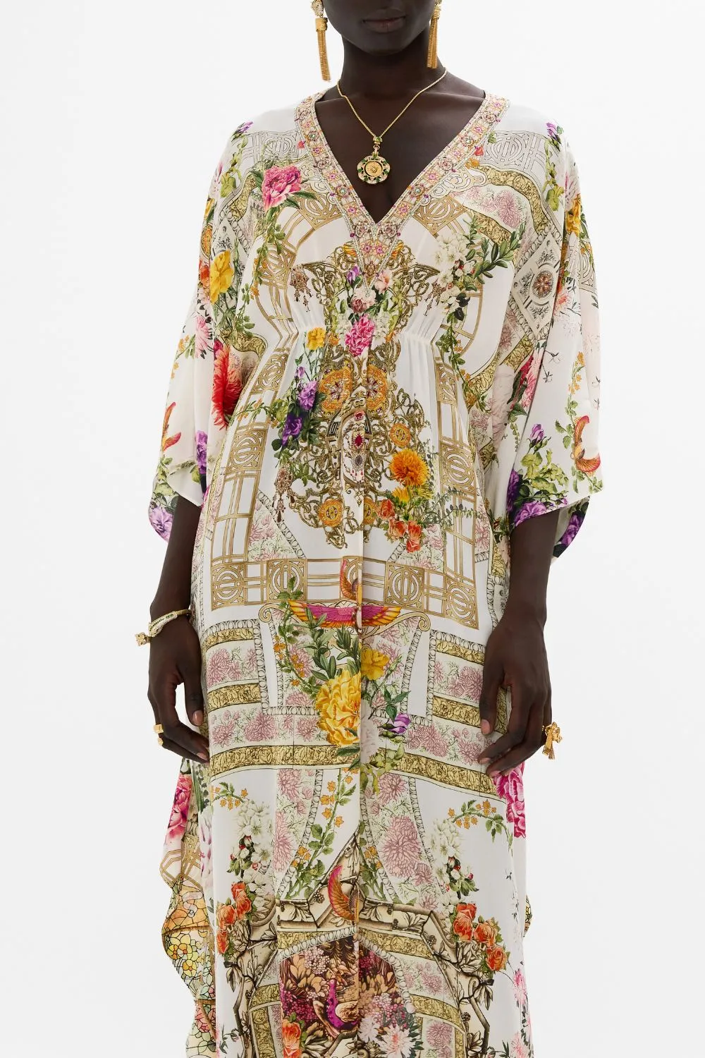 GATHERED WAIST KAFTAN EGYPTIAN ROSE