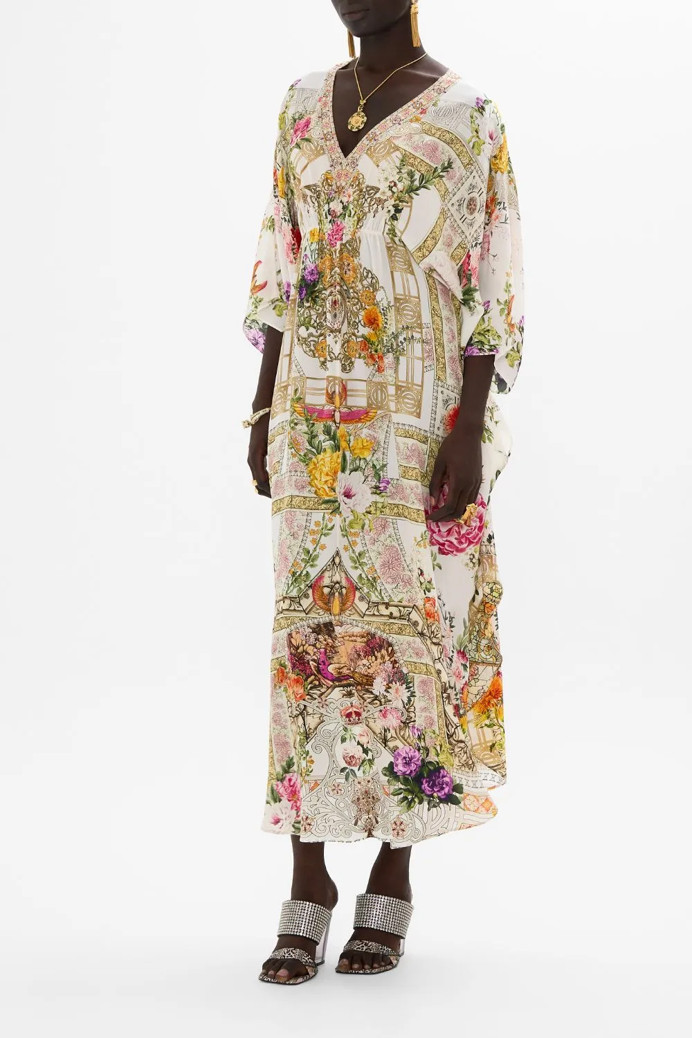 GATHERED WAIST KAFTAN EGYPTIAN ROSE