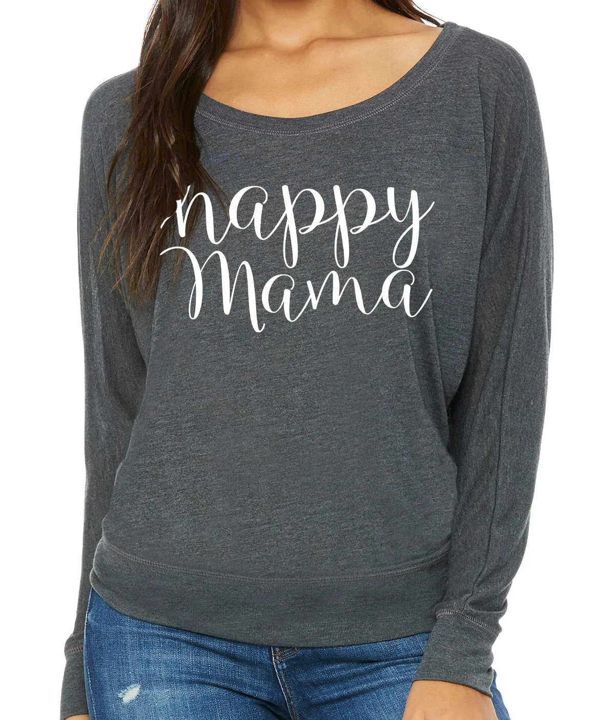 Gray Long Sleeve Happy Mama Tee