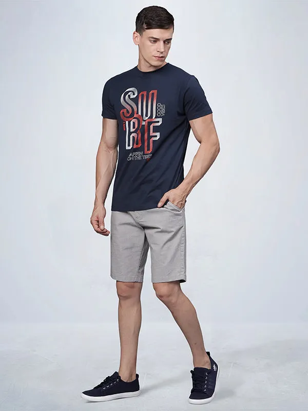 Grey Melange Chino Shorts