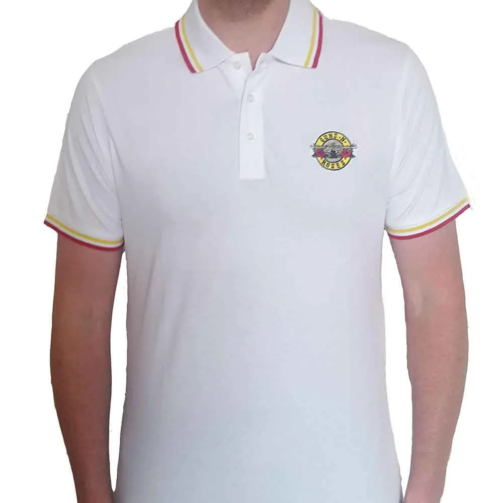 Guns N' Roses | Official Band Polo Shirt | Classic Logo (White)