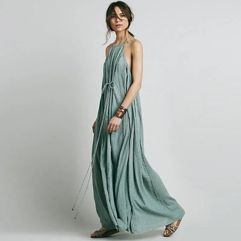 halter neck boho maxi dress