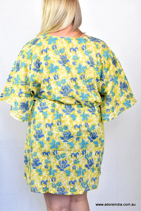 Hand Block Printed Cotton Kaftan Yamuna