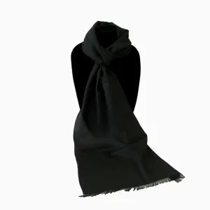 Handwoven Solid Black Uzbek Silk Scarf