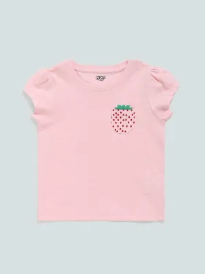 HOP Kids Light Pink Printed T-Shirt