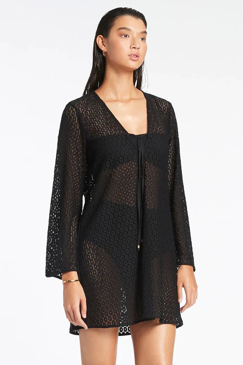 Jetset Stretch Lace Kaftan Black