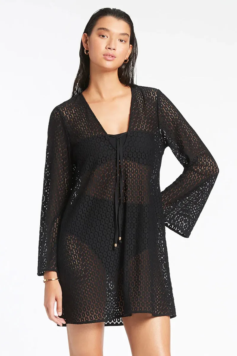 Jetset Stretch Lace Kaftan Black