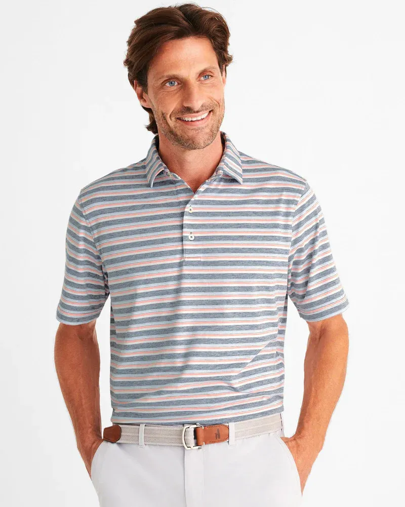 Johnnie-O Crew Striped Polo Lake