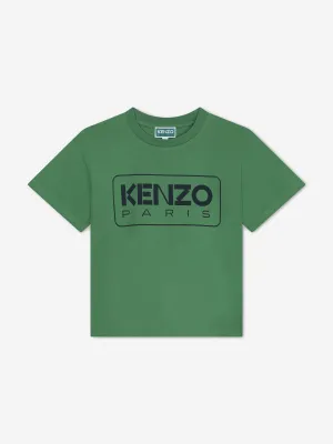KENZO Boys Logo Print T-Shirt in Green