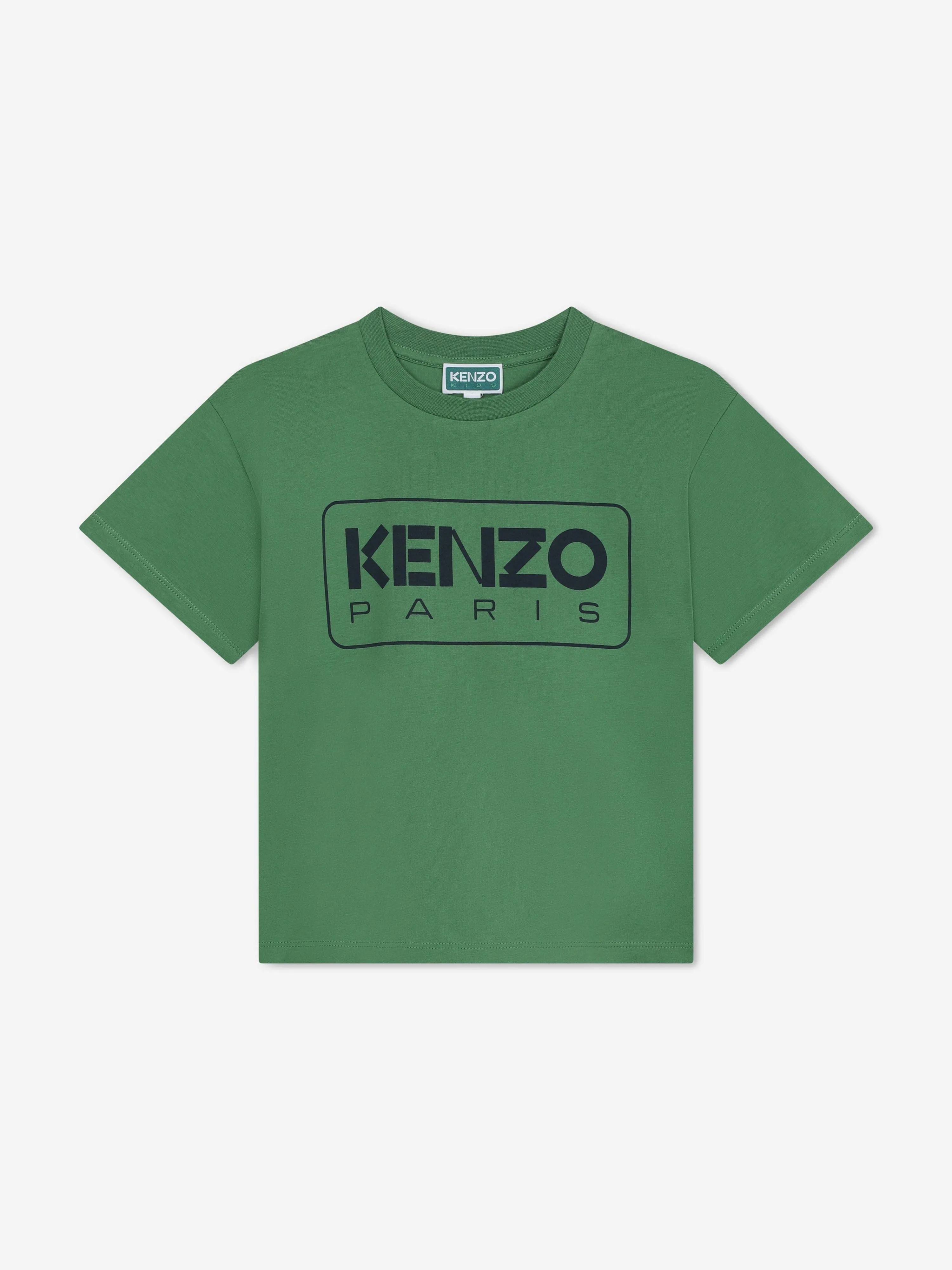 KENZO Boys Logo Print T-Shirt in Green