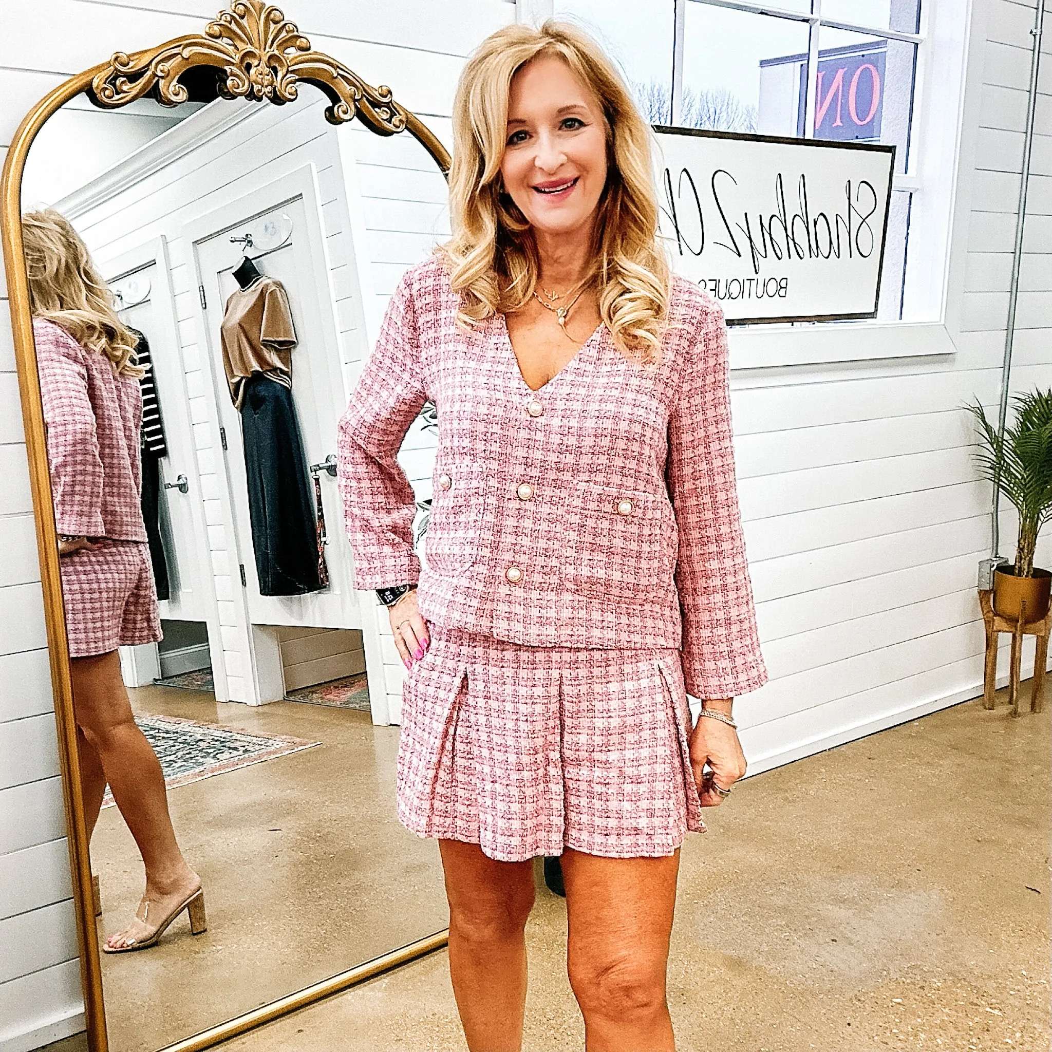 Kimberly Tweed Blazer in Pink