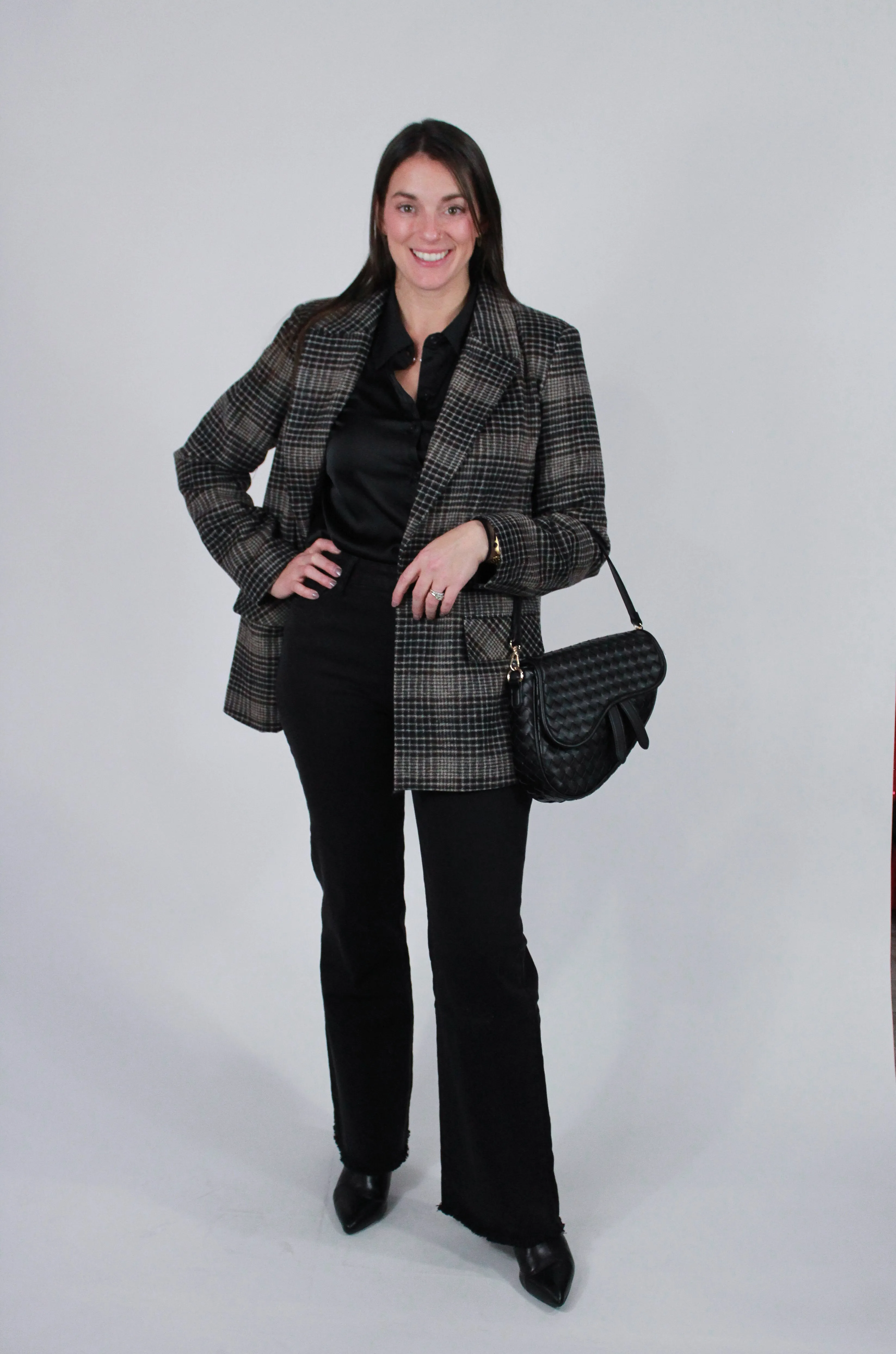 Kingston Relaxed Plaid Blazer | Latte