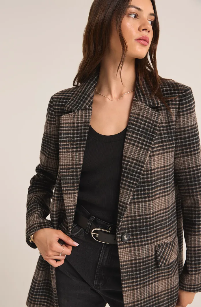 Kingston Relaxed Plaid Blazer | Latte
