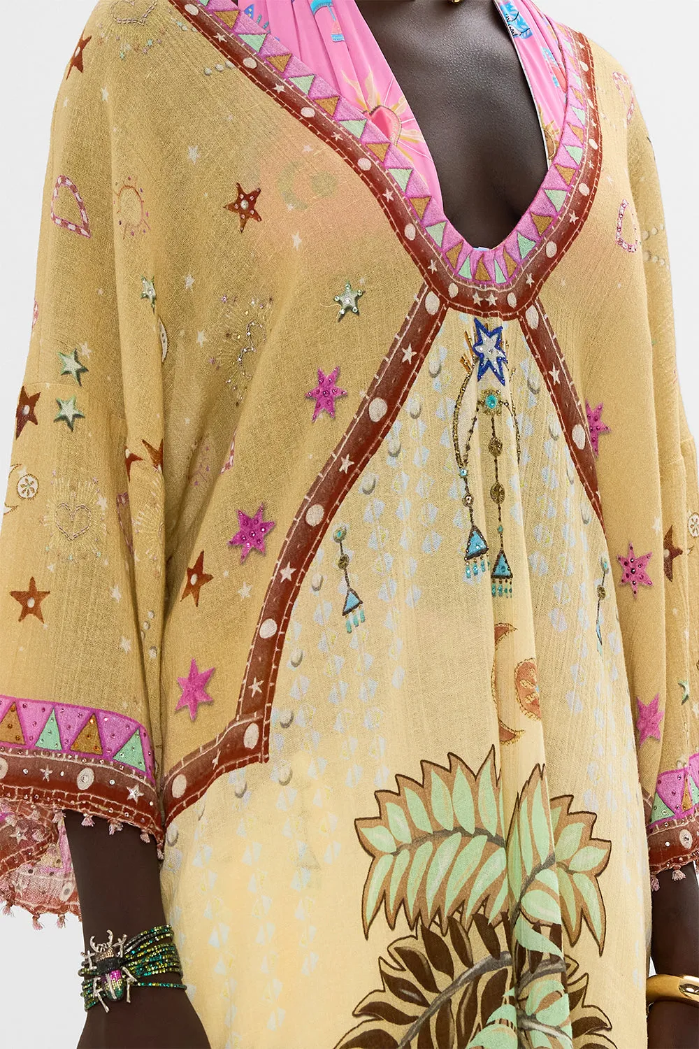 KNOT TRIMMED KAFTAN ASWAN ABSTRACT