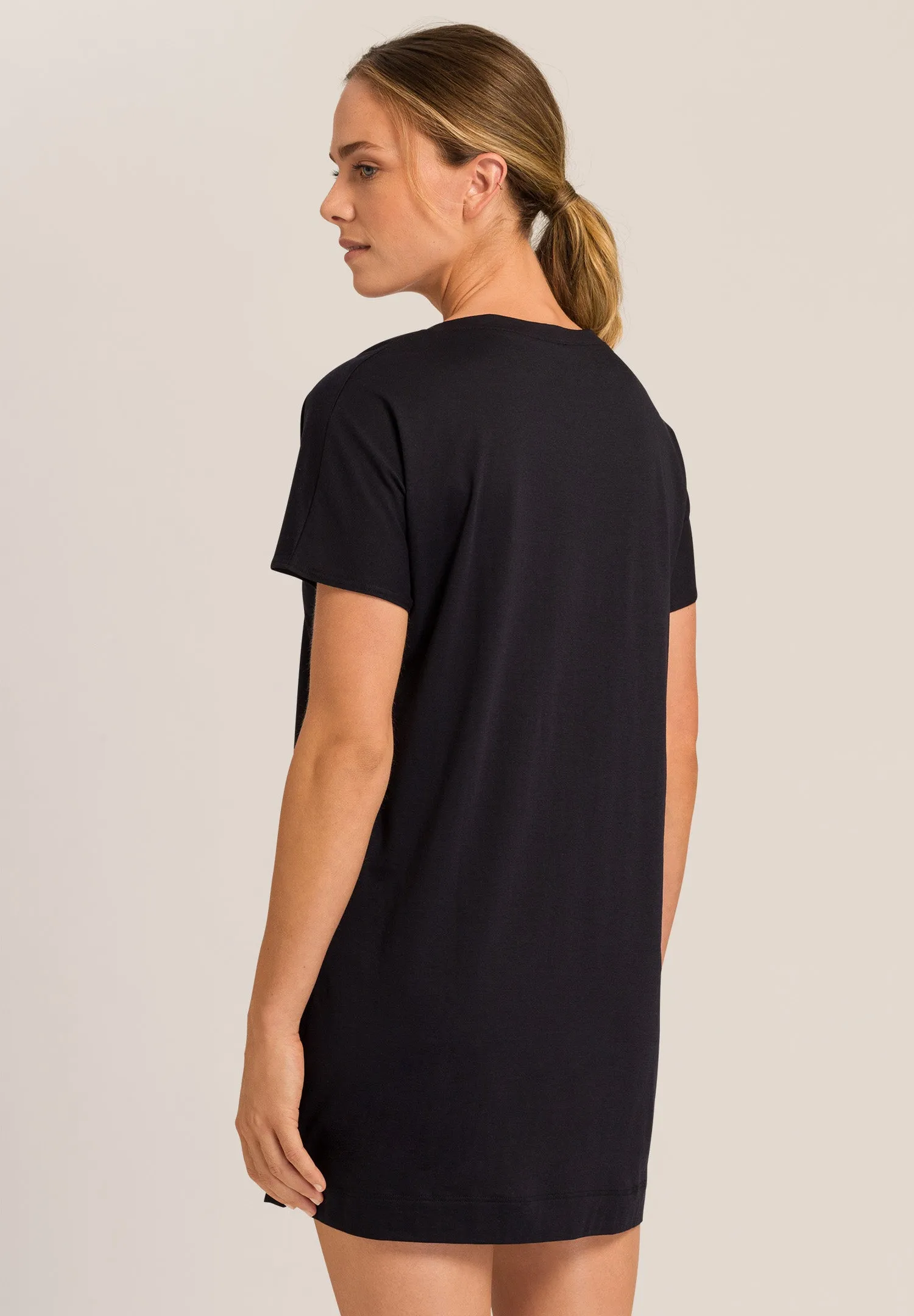 Laura Cotton Blend V-Neck Bigshirt | Black 77111-019