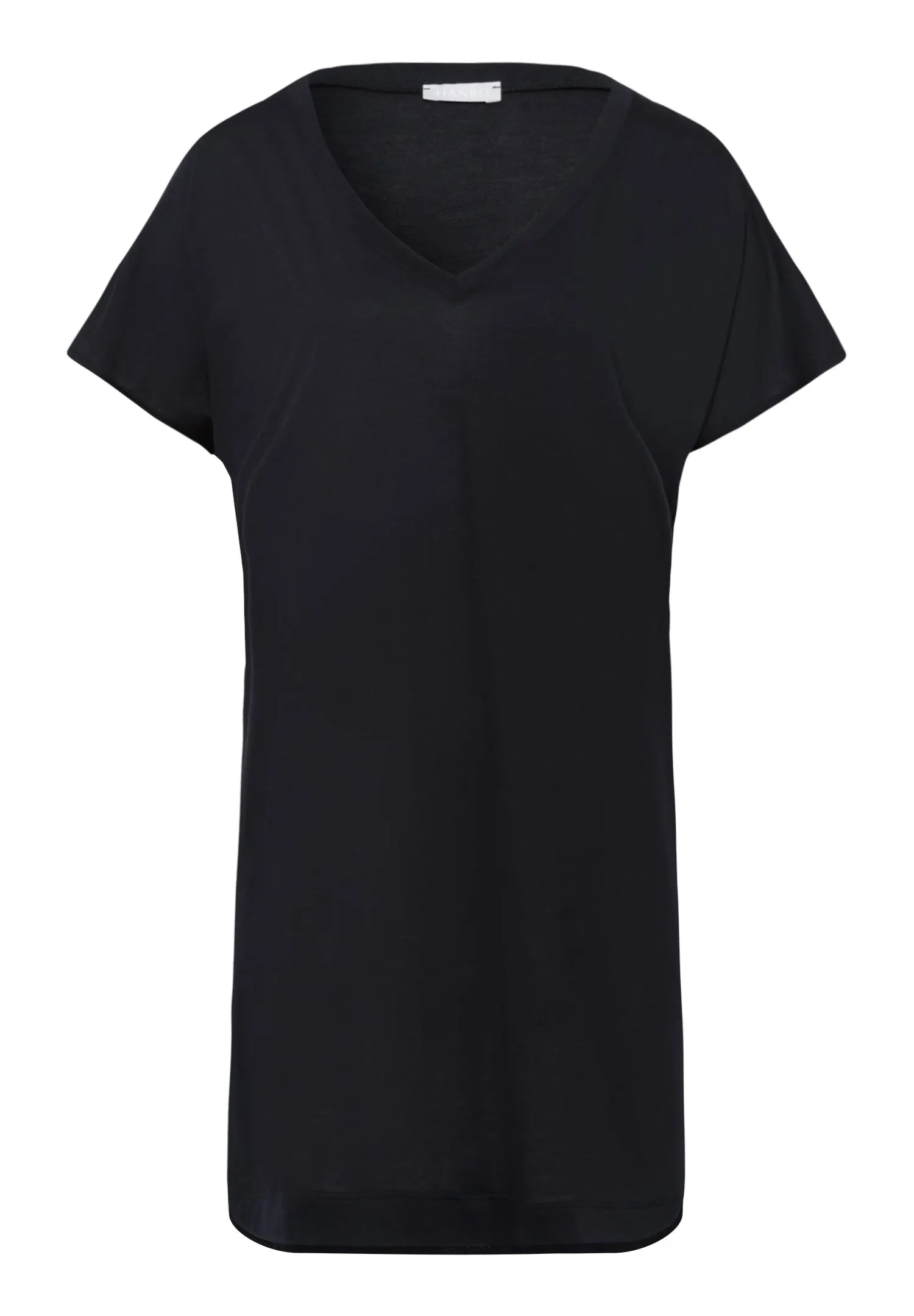 Laura Cotton Blend V-Neck Bigshirt | Black 77111-019