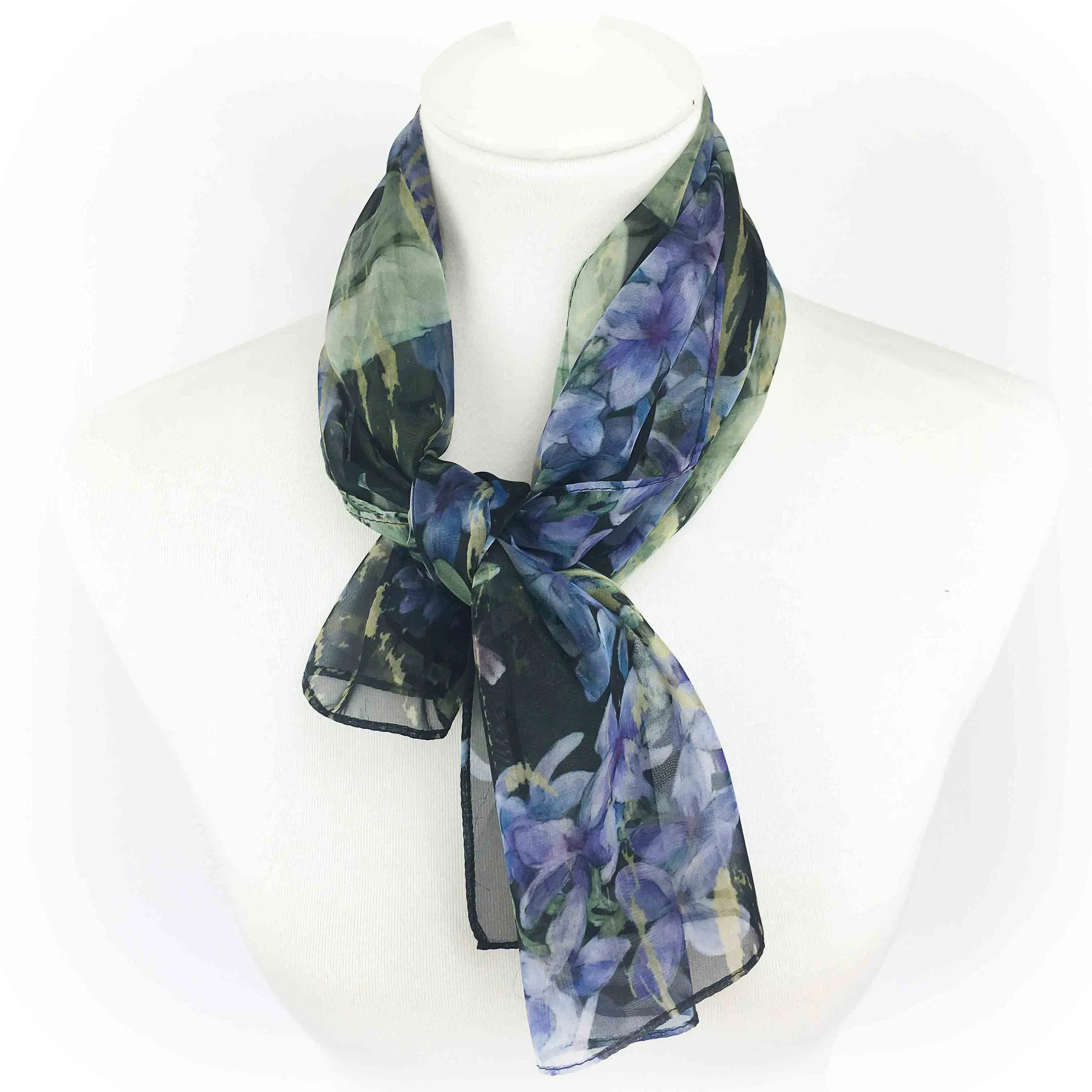 Lilacs Scarf, Chiffon Scarf, Woman Scarf, All season scarf, Lightweight Scarf, hand painted scarf,ladies scarf, artist scarf
