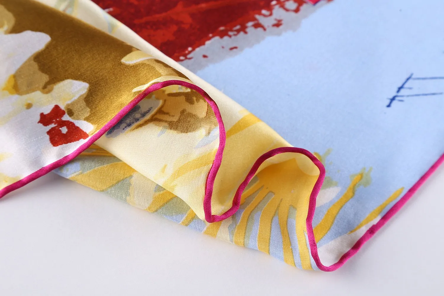 Long Charmeuse Satin Silk Scarf with Classic Painting Print LZD105