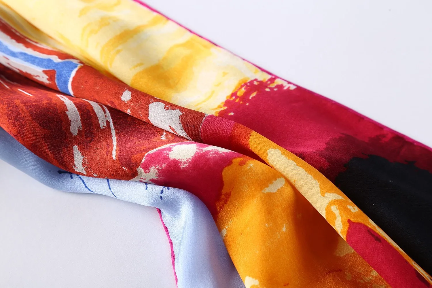 Long Charmeuse Satin Silk Scarf with Classic Painting Print LZD105