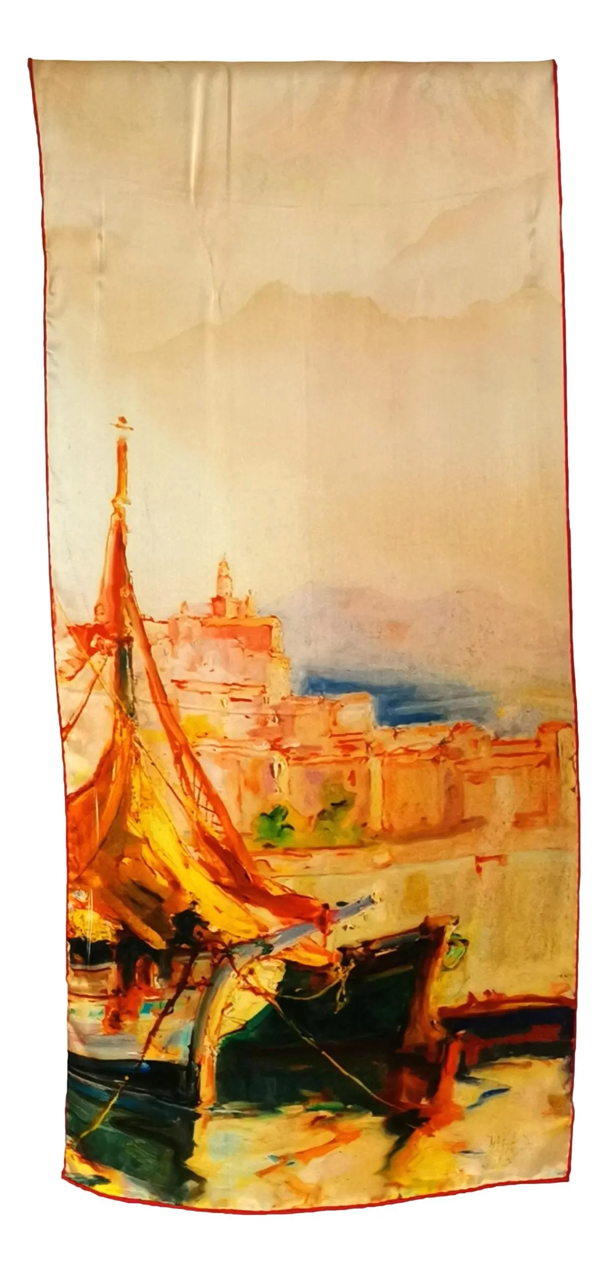 Long Charmeuse Silk Scarf Classic Painting LZD132
