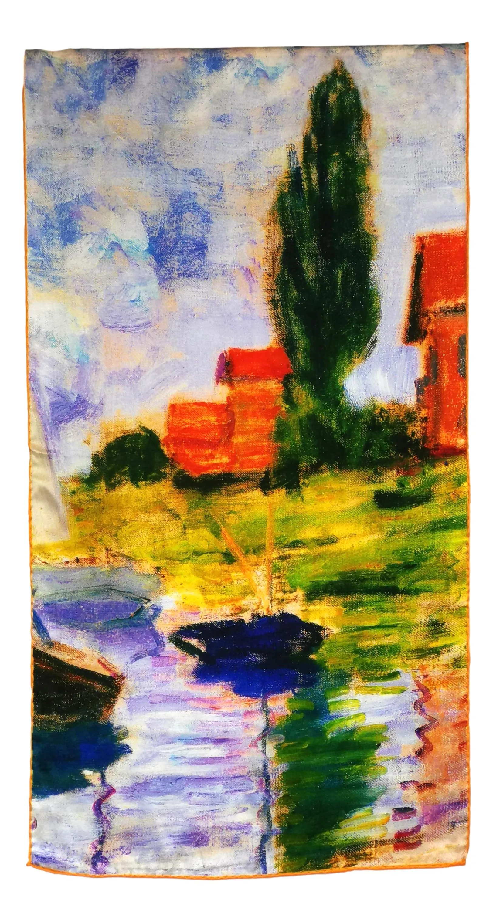 Long Charmeuse Silk Scarf Classic Painting LZD134