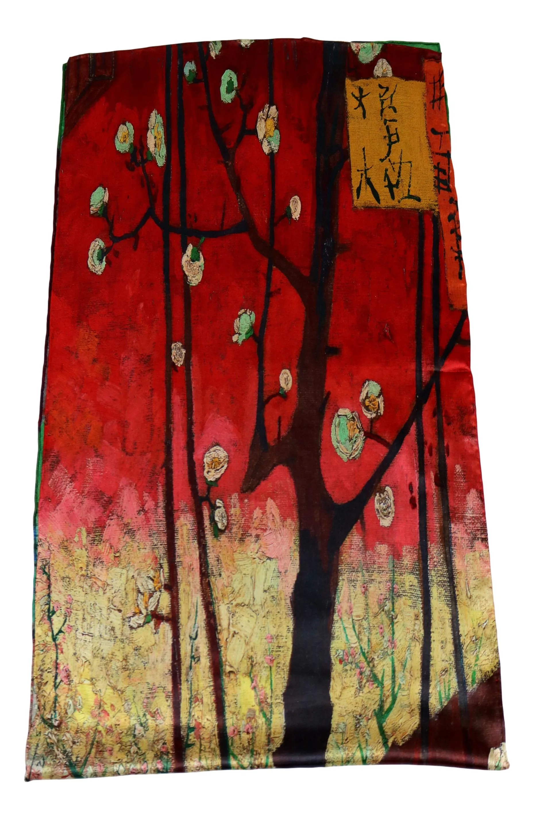Long Charmeuse Silk Scarf with Classic Painting LZD120