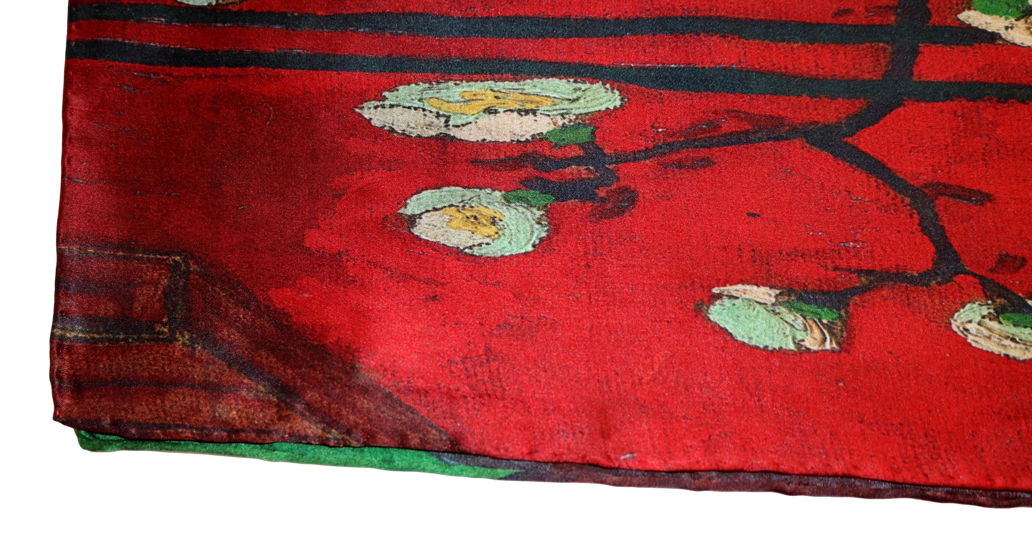 Long Charmeuse Silk Scarf with Classic Painting LZD120