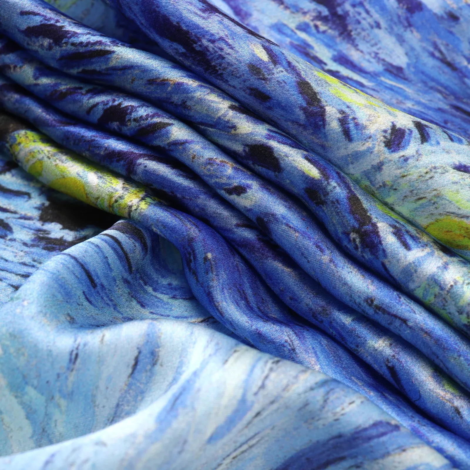 Long Charmeuse Silk Scarf with Classic Painting Starring Night LZD146