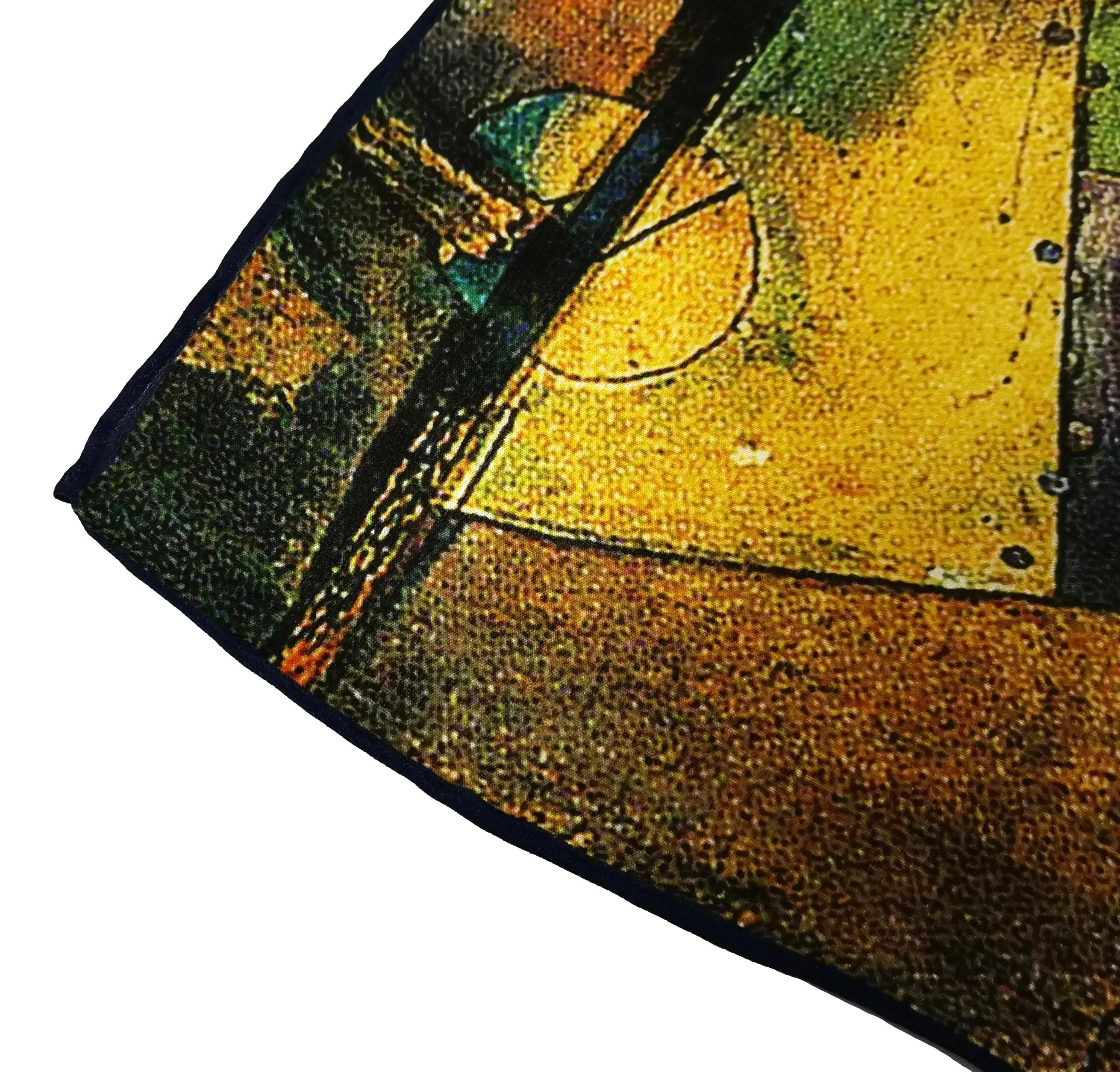 Long Crepe Silk Scarf Classic Painting Yellow and Brown Abstract Print LSZ038