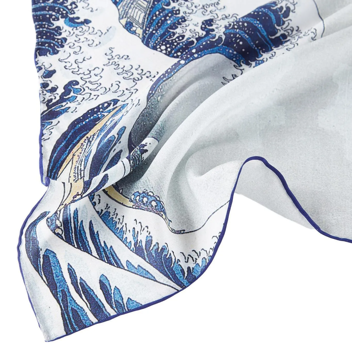 Long Crepe Silk Scarf Japanese Classic Painting Great Wave off Kanagawa LSZ034