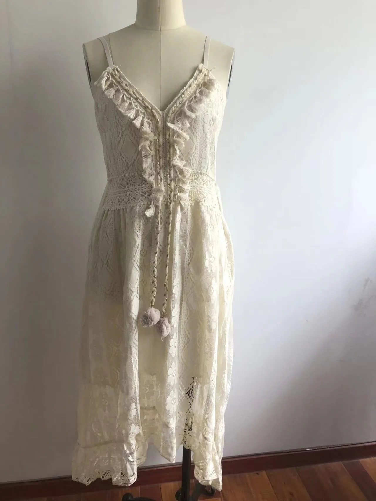 Long Dress Pretty Lace Embroidered Womens Summer Dress White Green Purple Blue Yellow