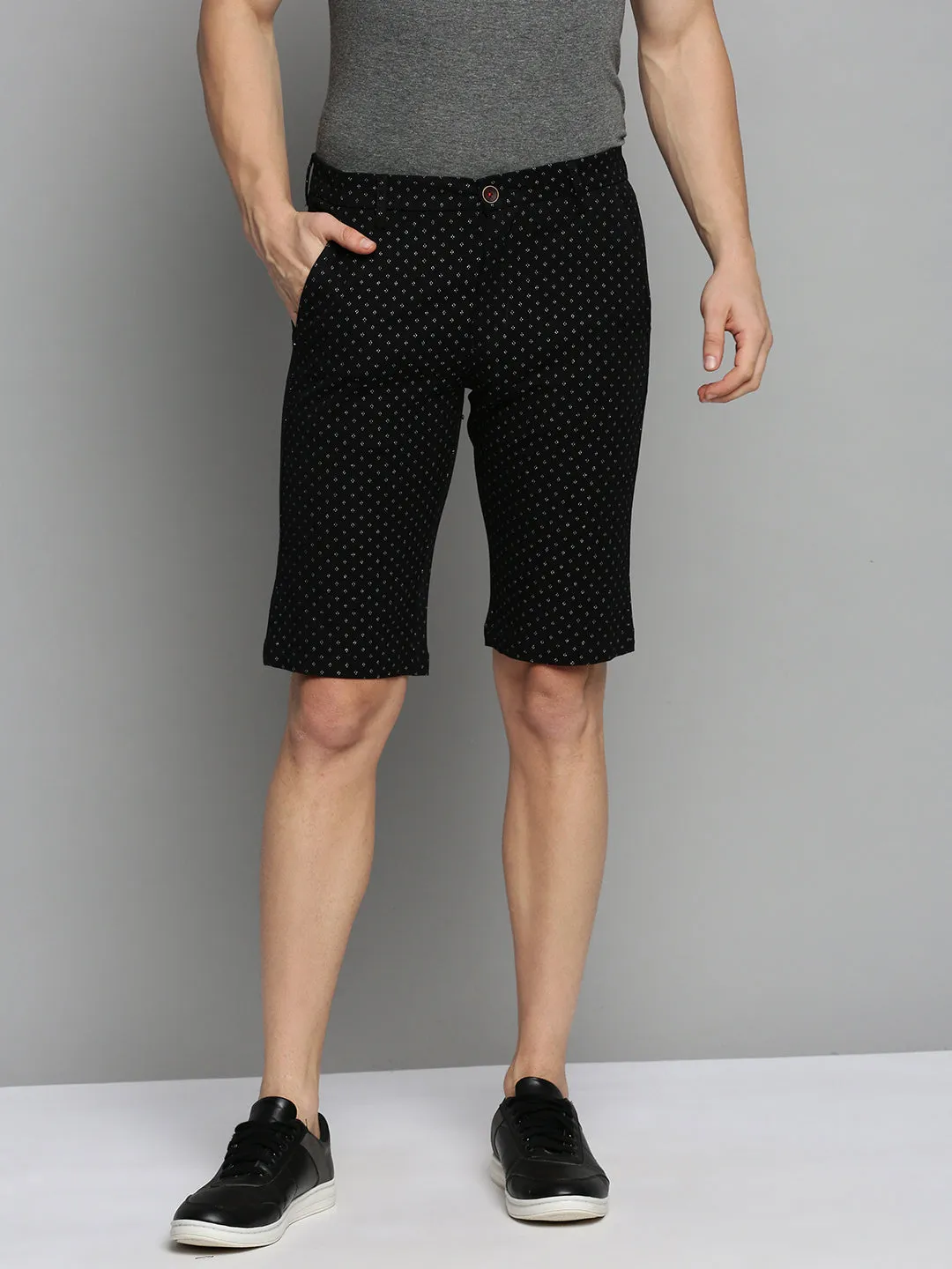 Men Black Printed Chino Shorts
