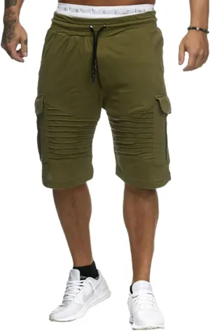 Mens Casual Cargo Shorts - Summer Beach Shorts Drawstring Stretch Twill Chino Short with Pockets