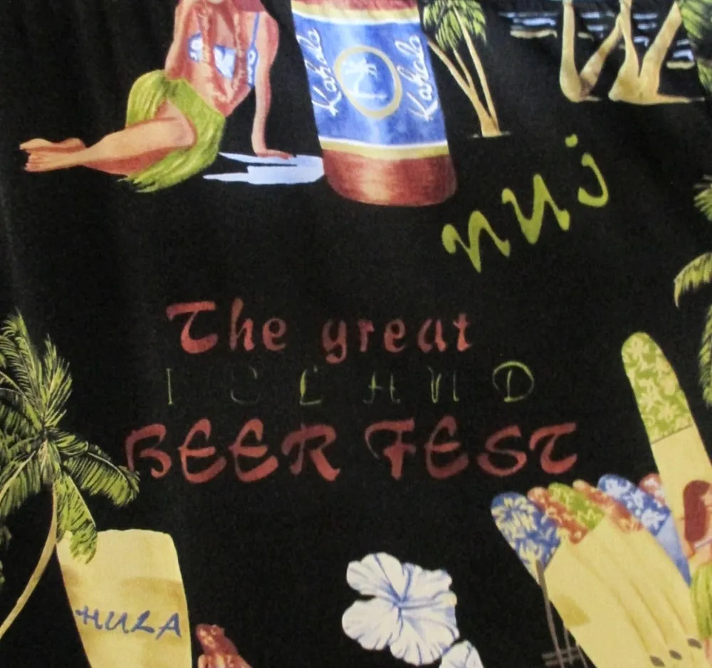 Mens Vintage Hula Girls & Beer Kahala Rayon Hawaiian Shirt 3X