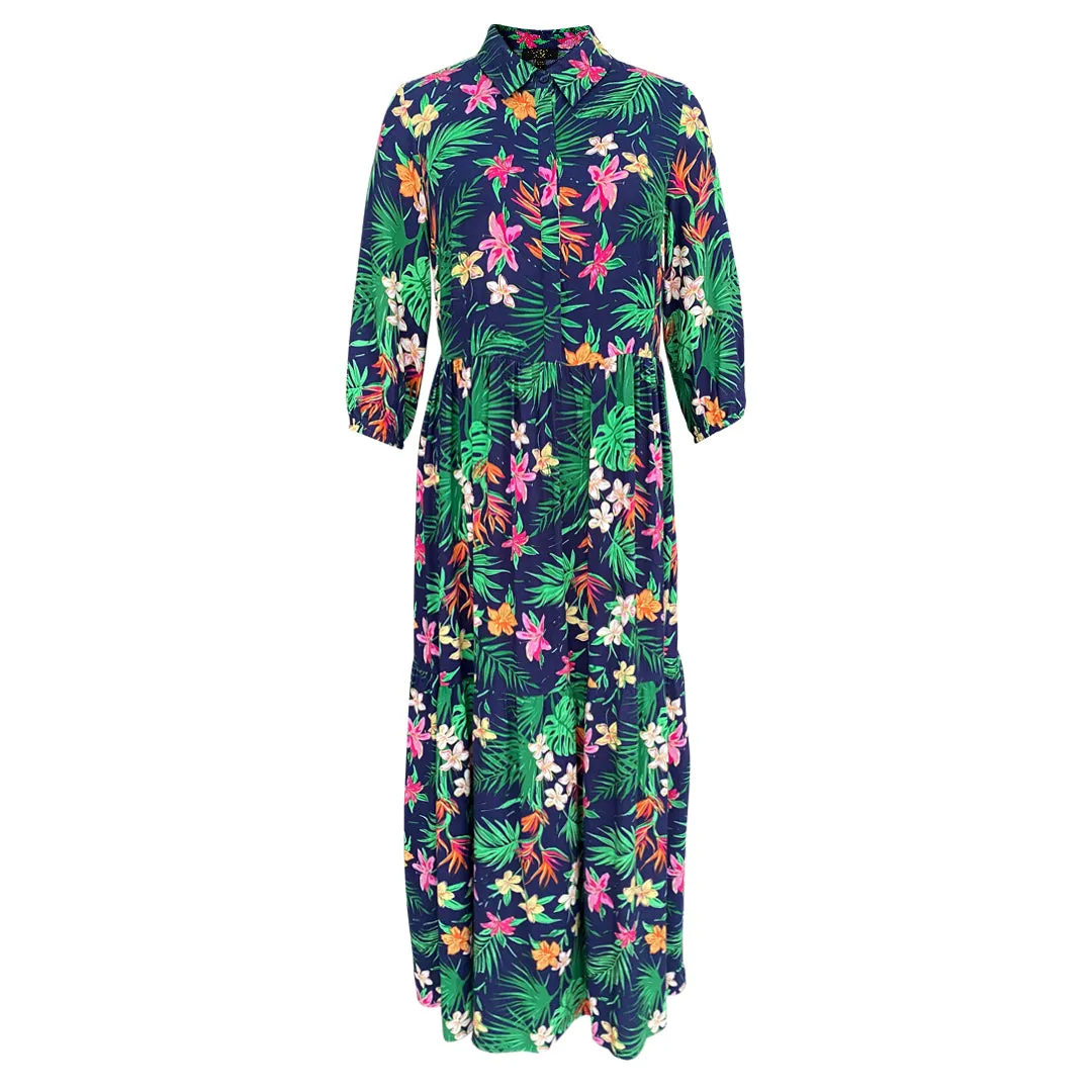 Millie Maxi Dress - Olive Green, Navy, Floral Paradise
