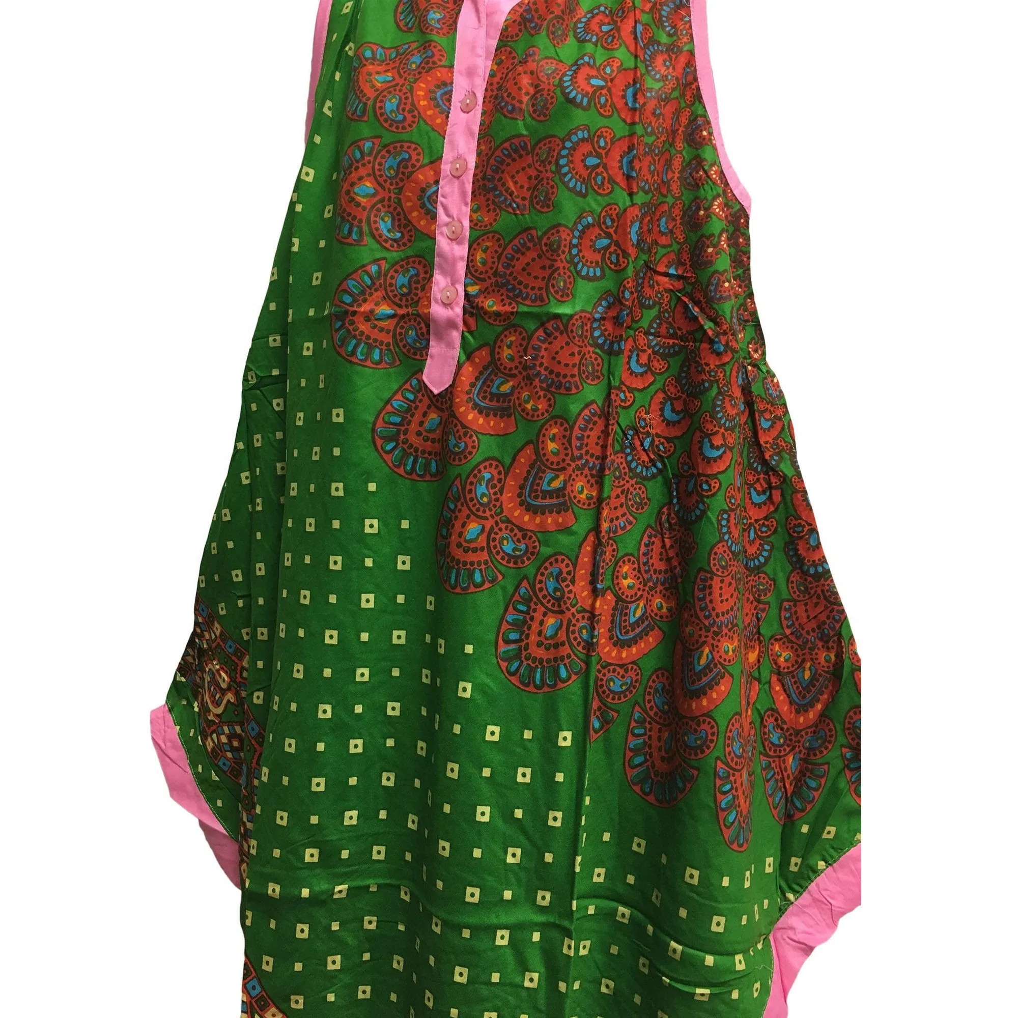 Missy Plus Sleeveless Floral Paisley Printed Collared Loose Summer Casual Dress With Pockets