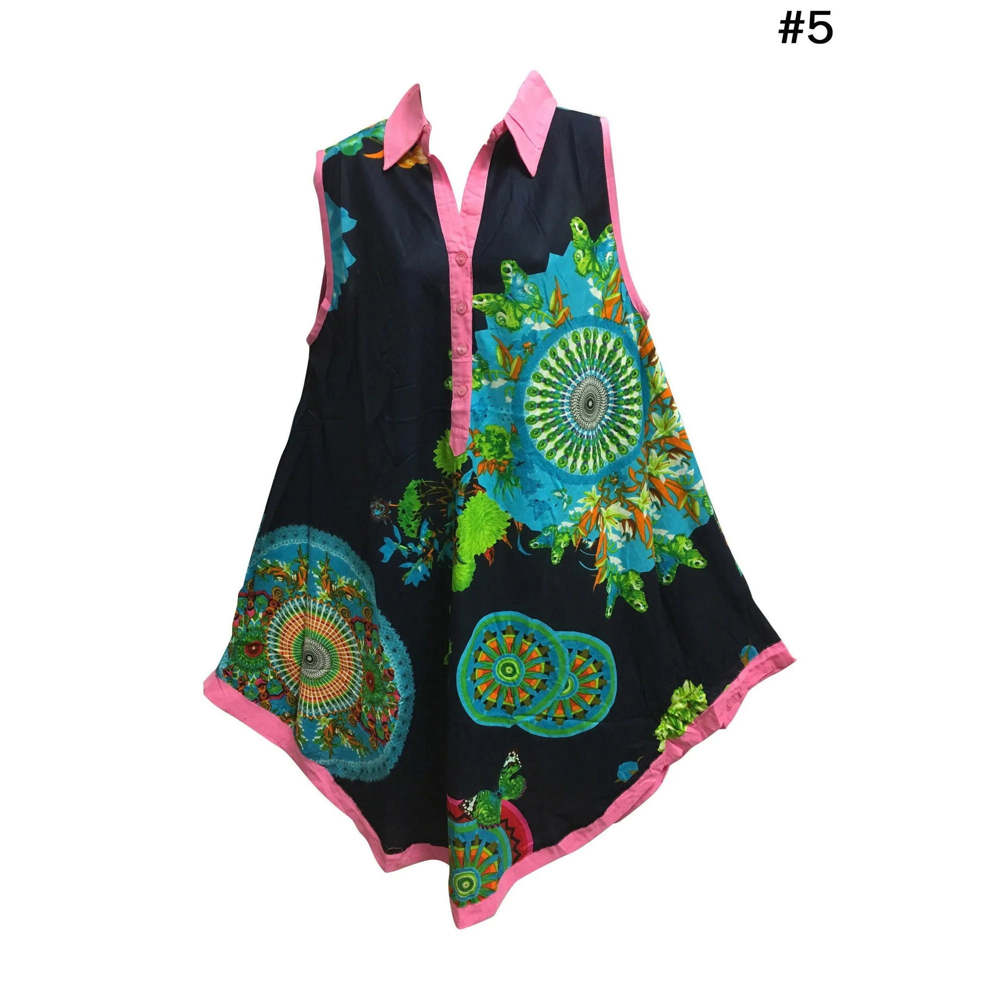 Missy Plus Sleeveless Floral Paisley Printed Collared Loose Summer Casual Dress With Pockets