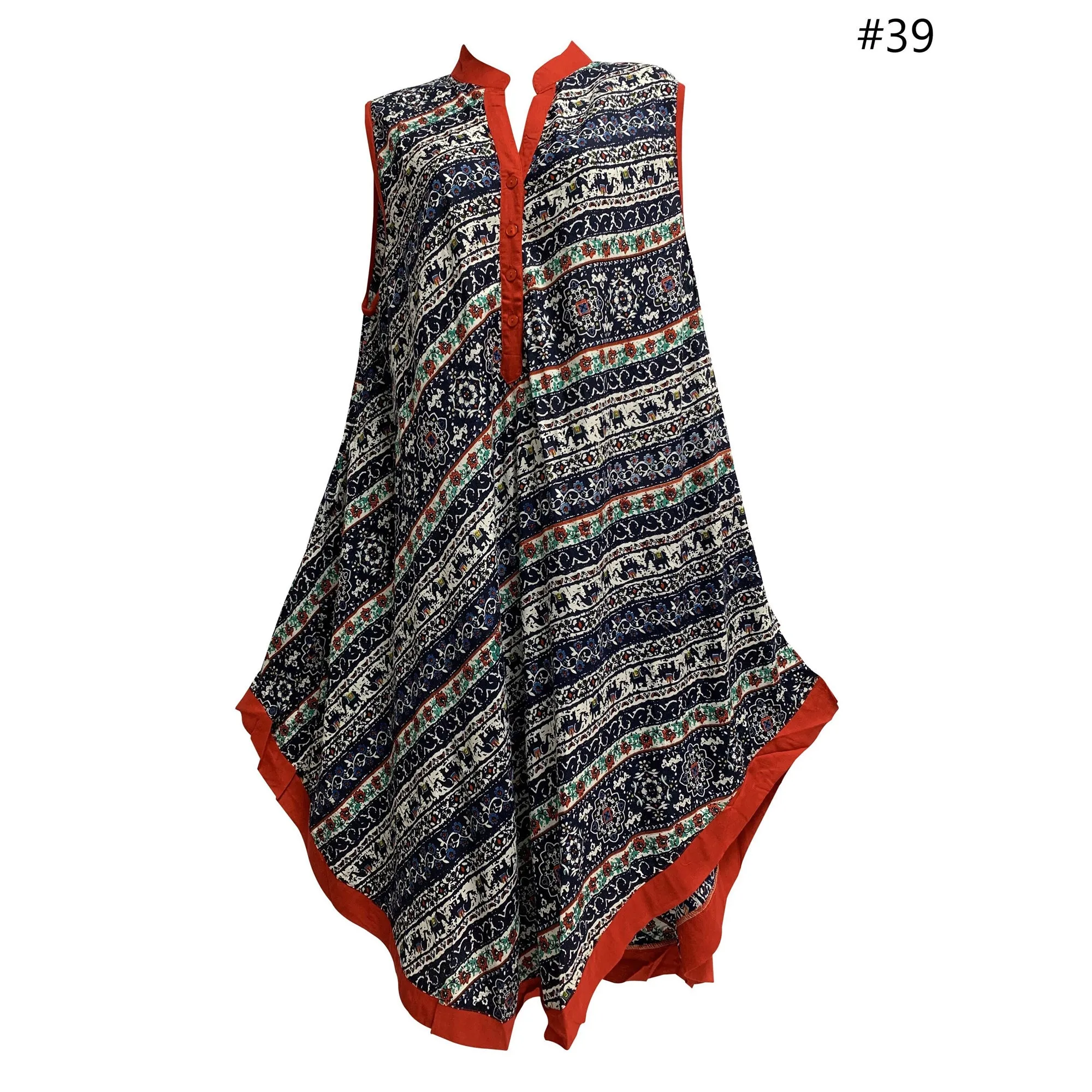 Missy Plus Sleeveless Floral Paisley Printed Collared Loose Summer Casual Dress With Pockets