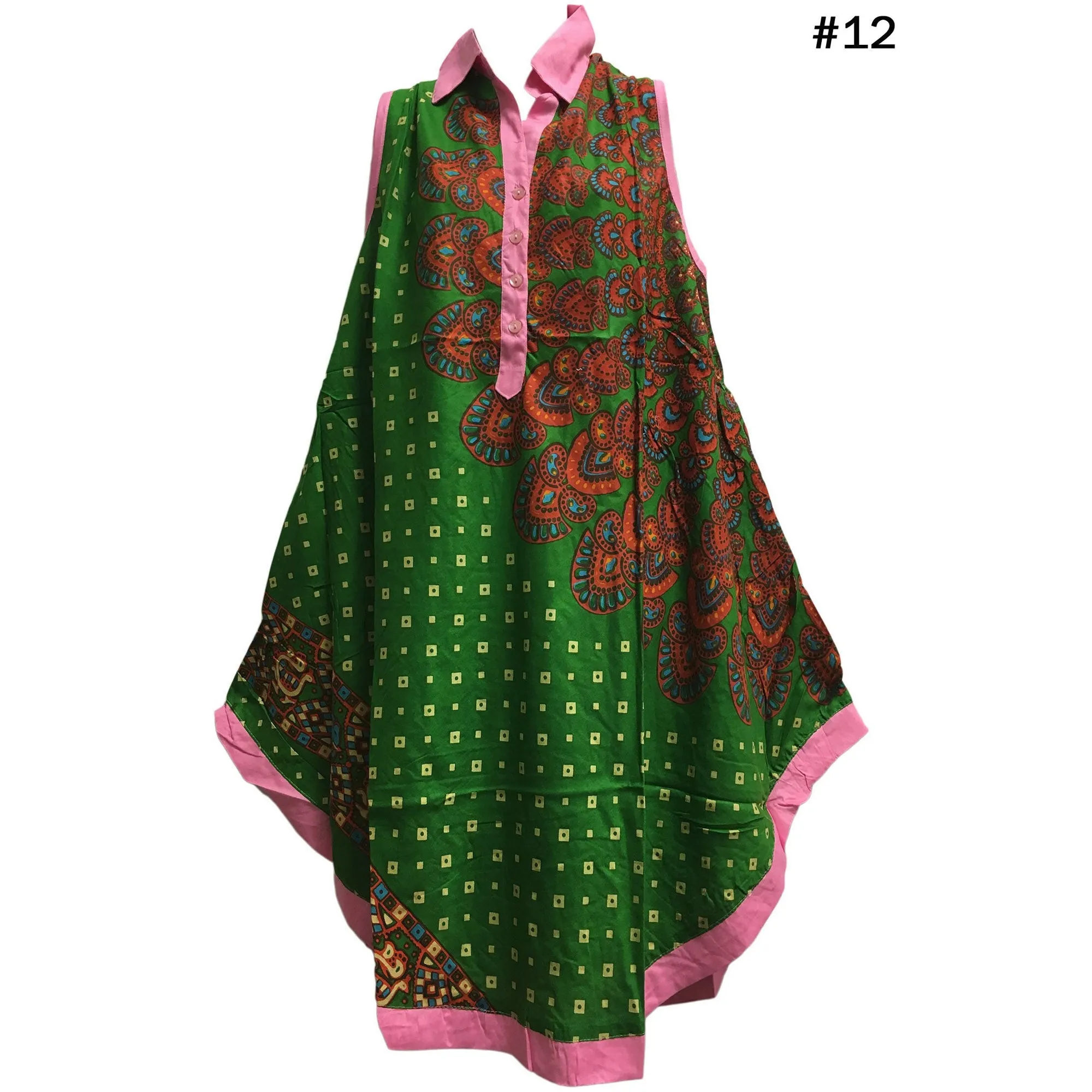 Missy Plus Sleeveless Floral Paisley Printed Collared Loose Summer Casual Dress With Pockets