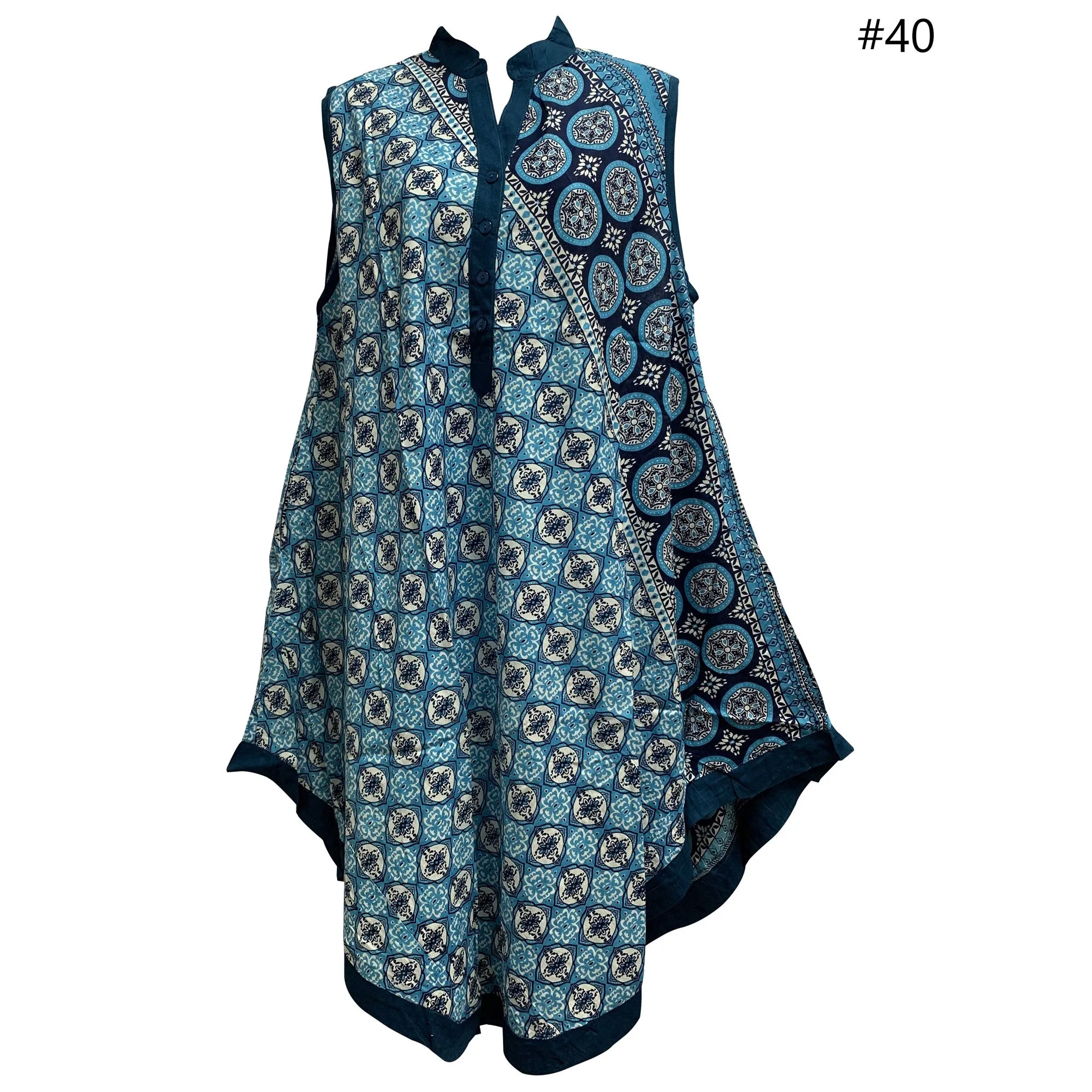 Missy Plus Sleeveless Floral Paisley Printed Collared Loose Summer Casual Dress With Pockets