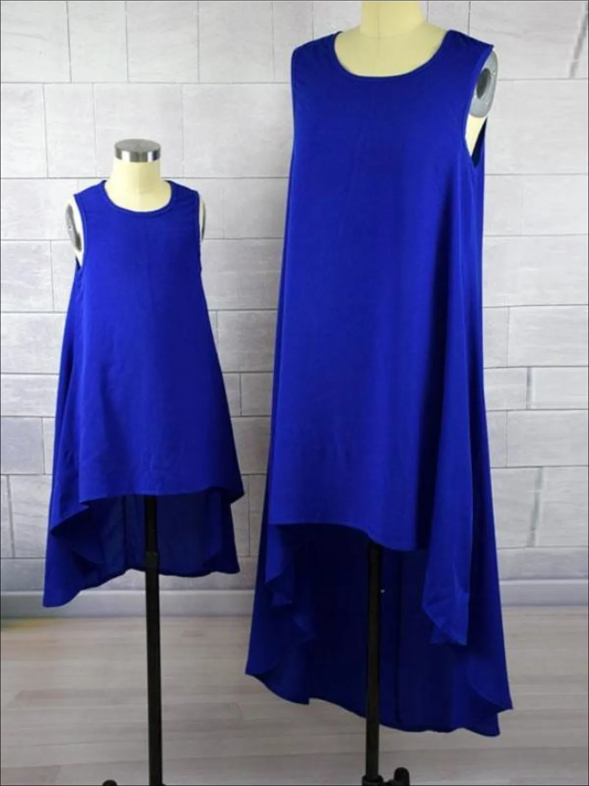Mommy And Me Matching Hi-Lo Blue Sleeveless Dress