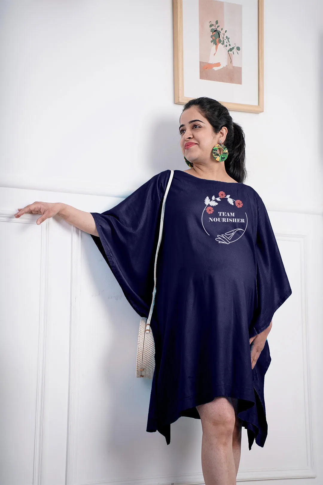 Navy Rayon MaternityKaftan - Nourisher