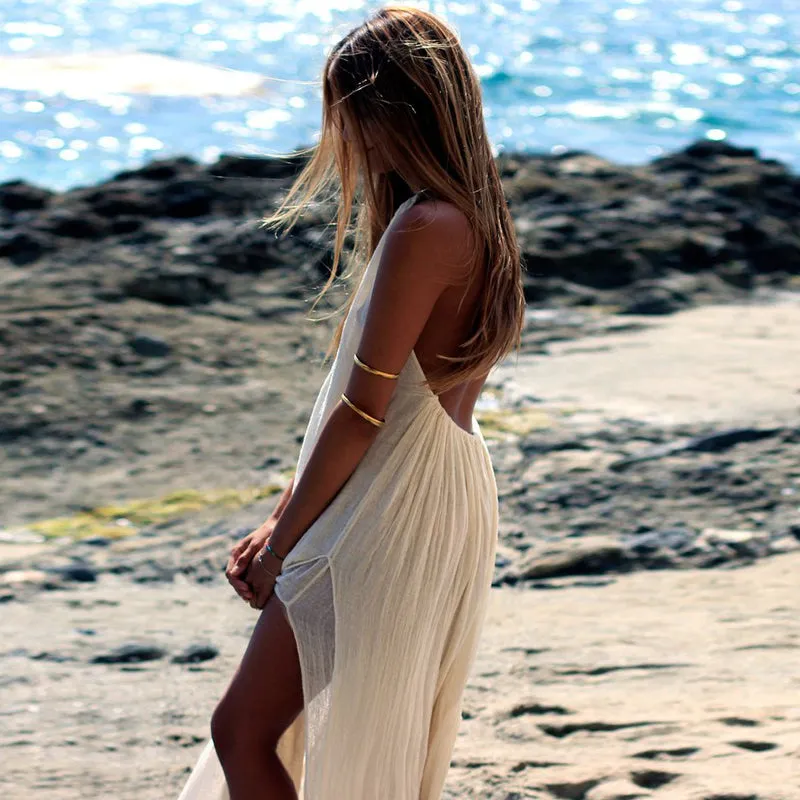 New stylish dresses women beach bohemian clothing split maxi backless dress sexy