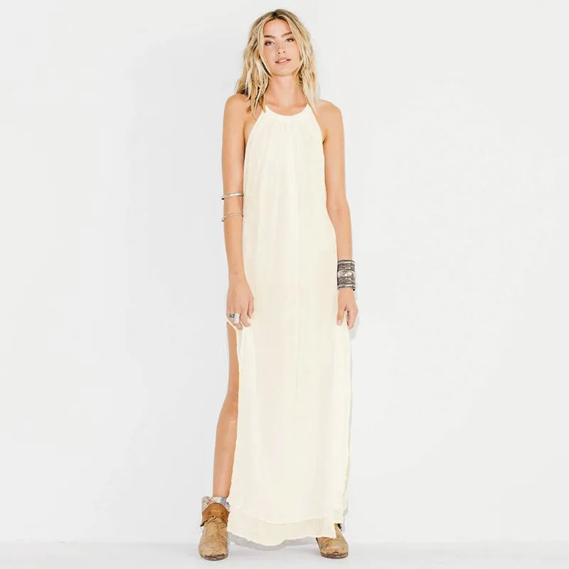 New stylish dresses women beach bohemian clothing split maxi backless dress sexy