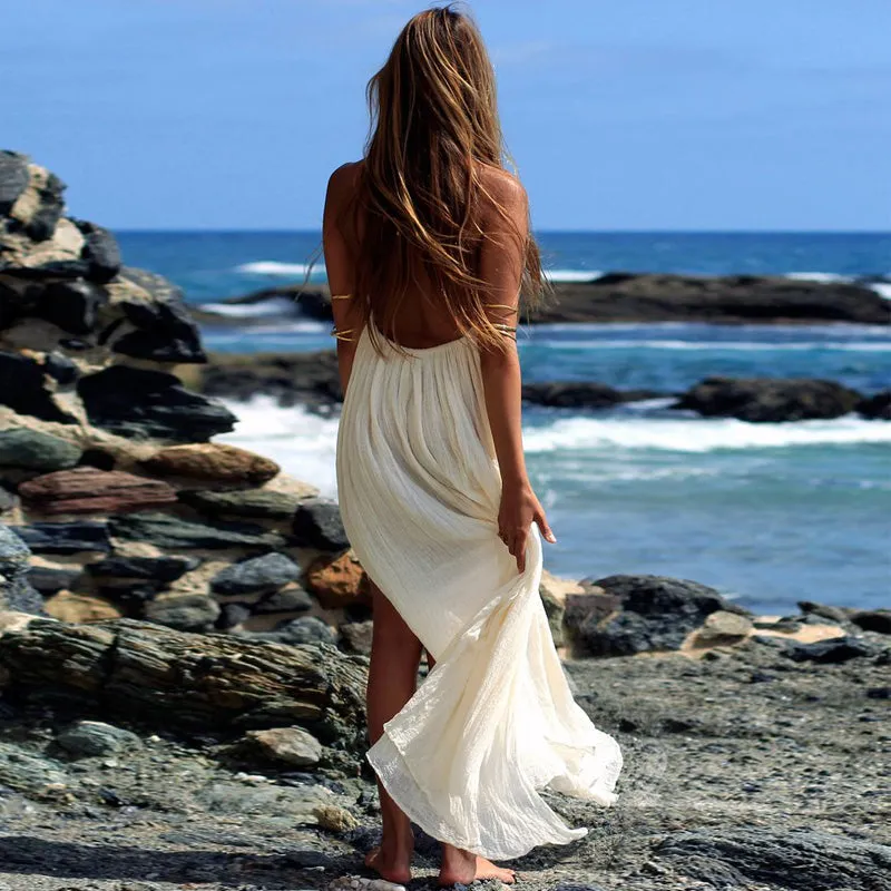 New stylish dresses women beach bohemian clothing split maxi backless dress sexy