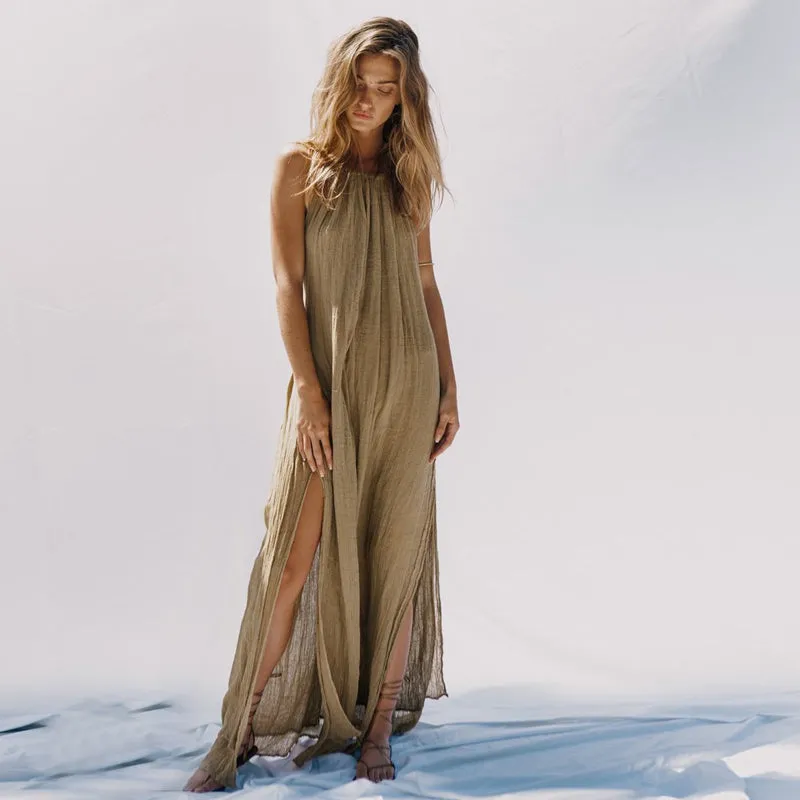 New stylish dresses women beach bohemian clothing split maxi backless dress sexy