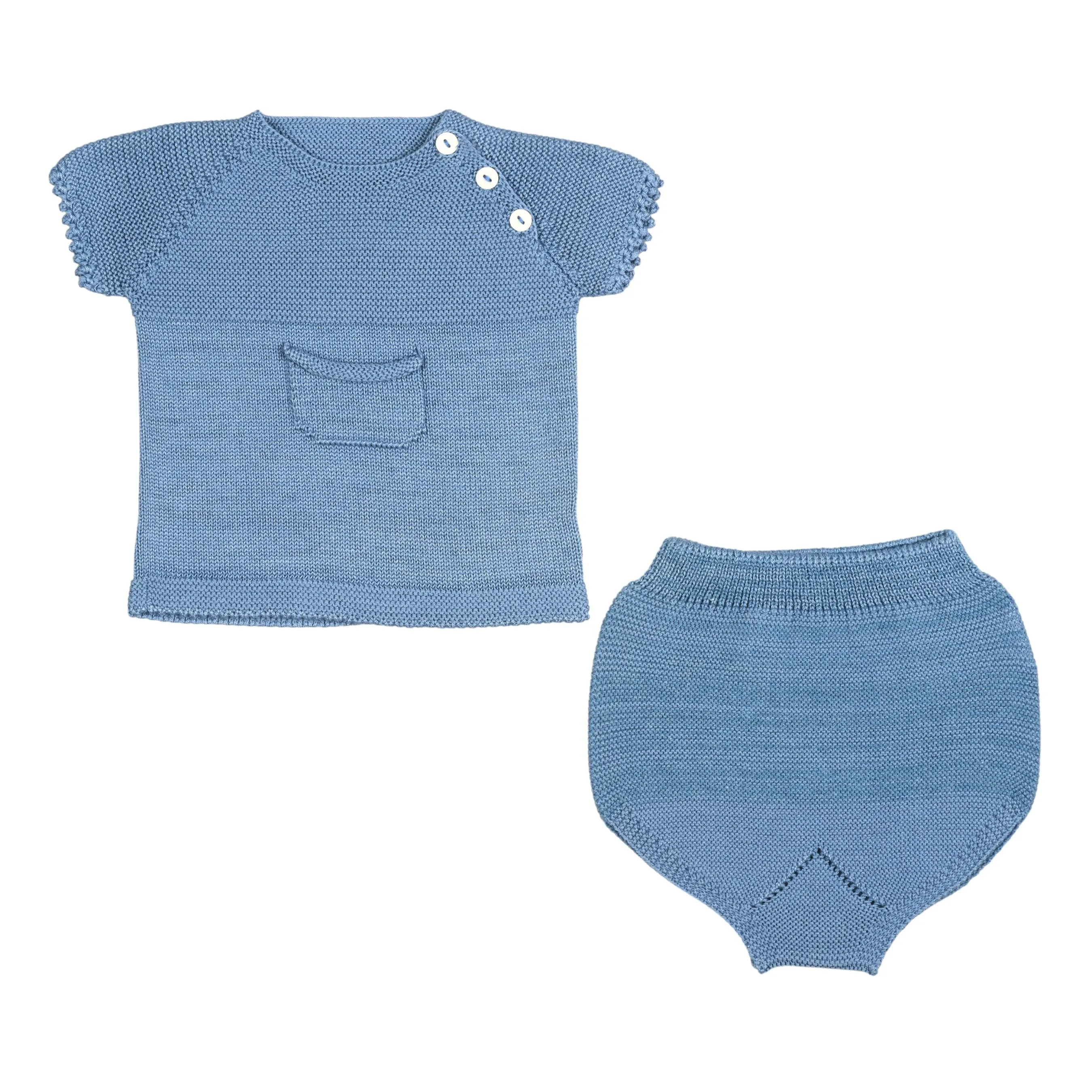 NOLAN | Baby Boys Blue Cotton Knit Shorts Set