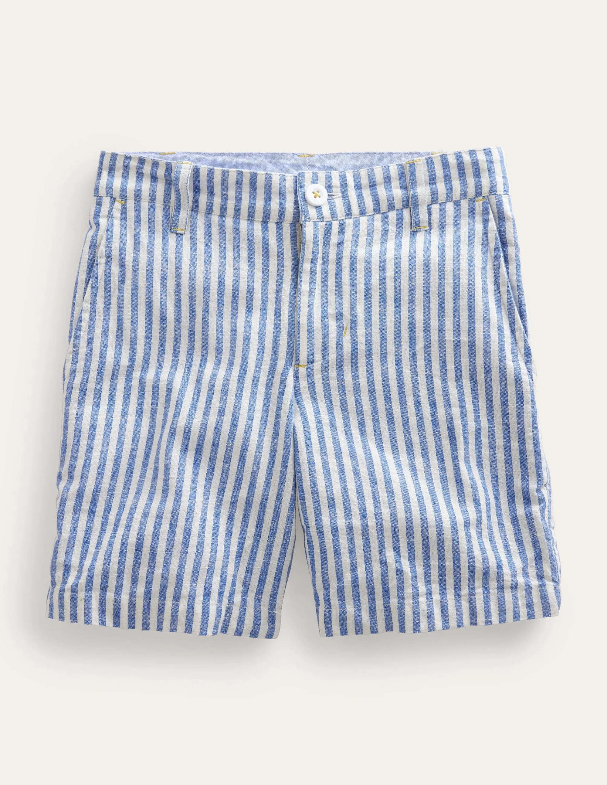 Patterned Chino Shorts-Blue Textured Stripe