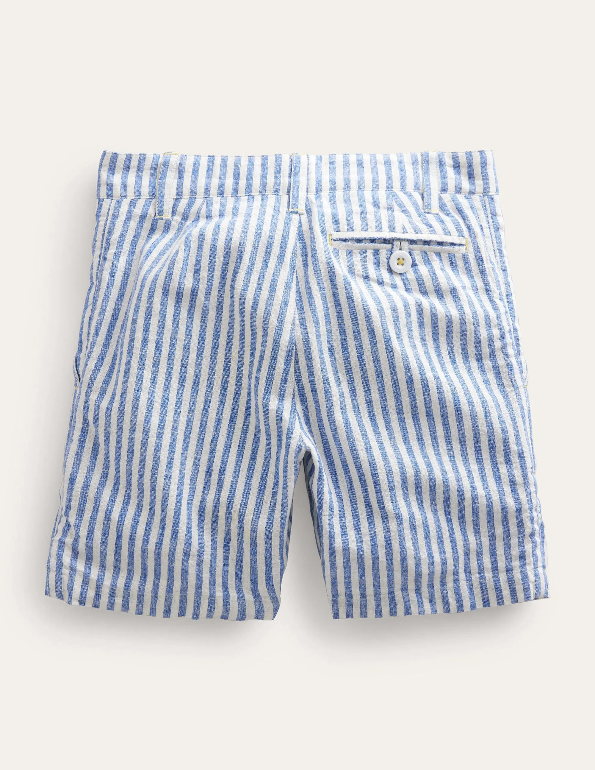 Patterned Chino Shorts-Blue Textured Stripe